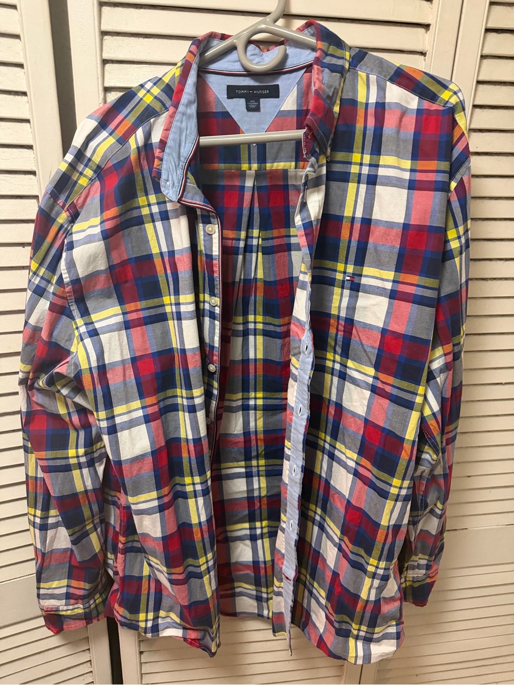 Tommy Hilfiger Red, Blue, White & Yellow Plaid Button-Down Shirt